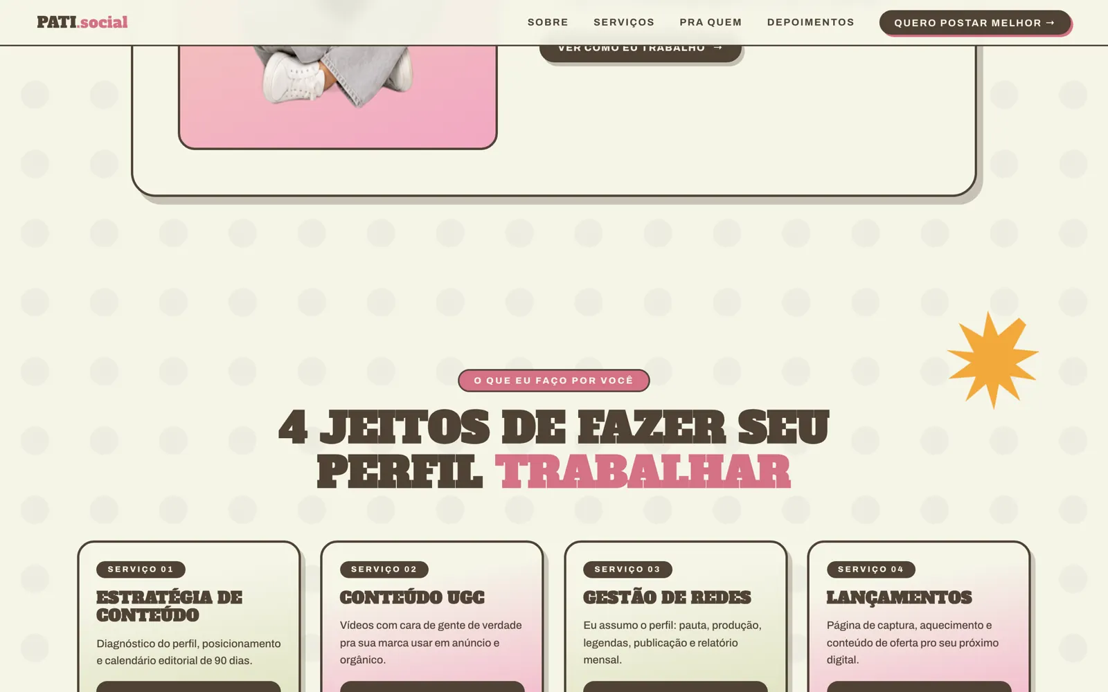 Serviços em cartões editoriais numerados