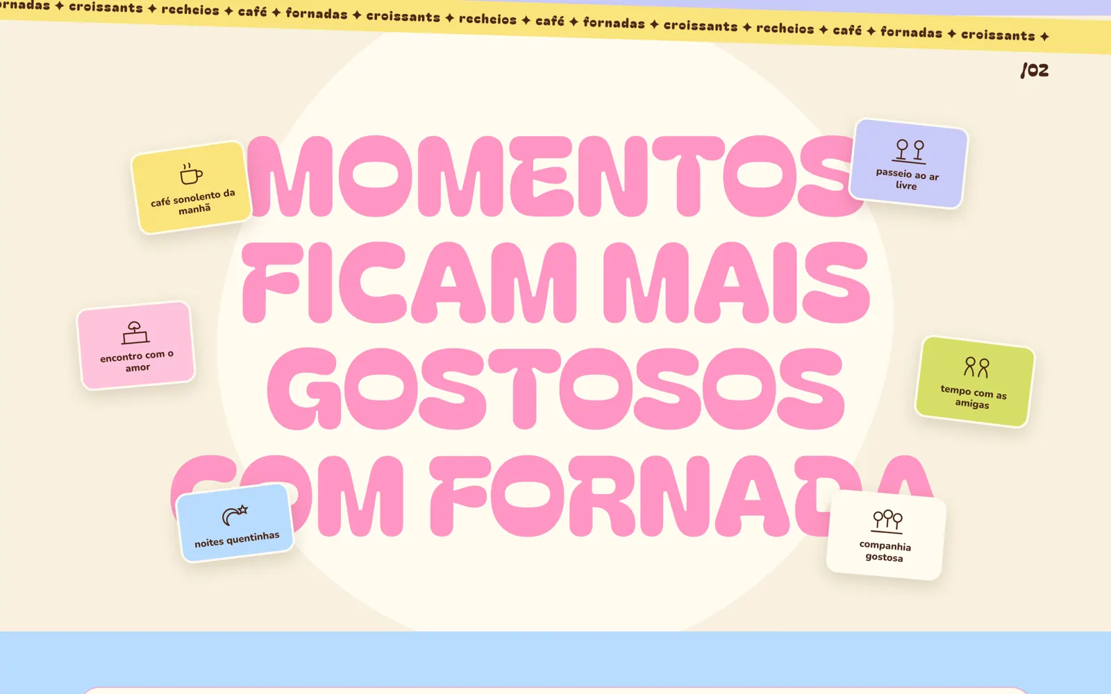 Momentos com tipografia bubble rosa