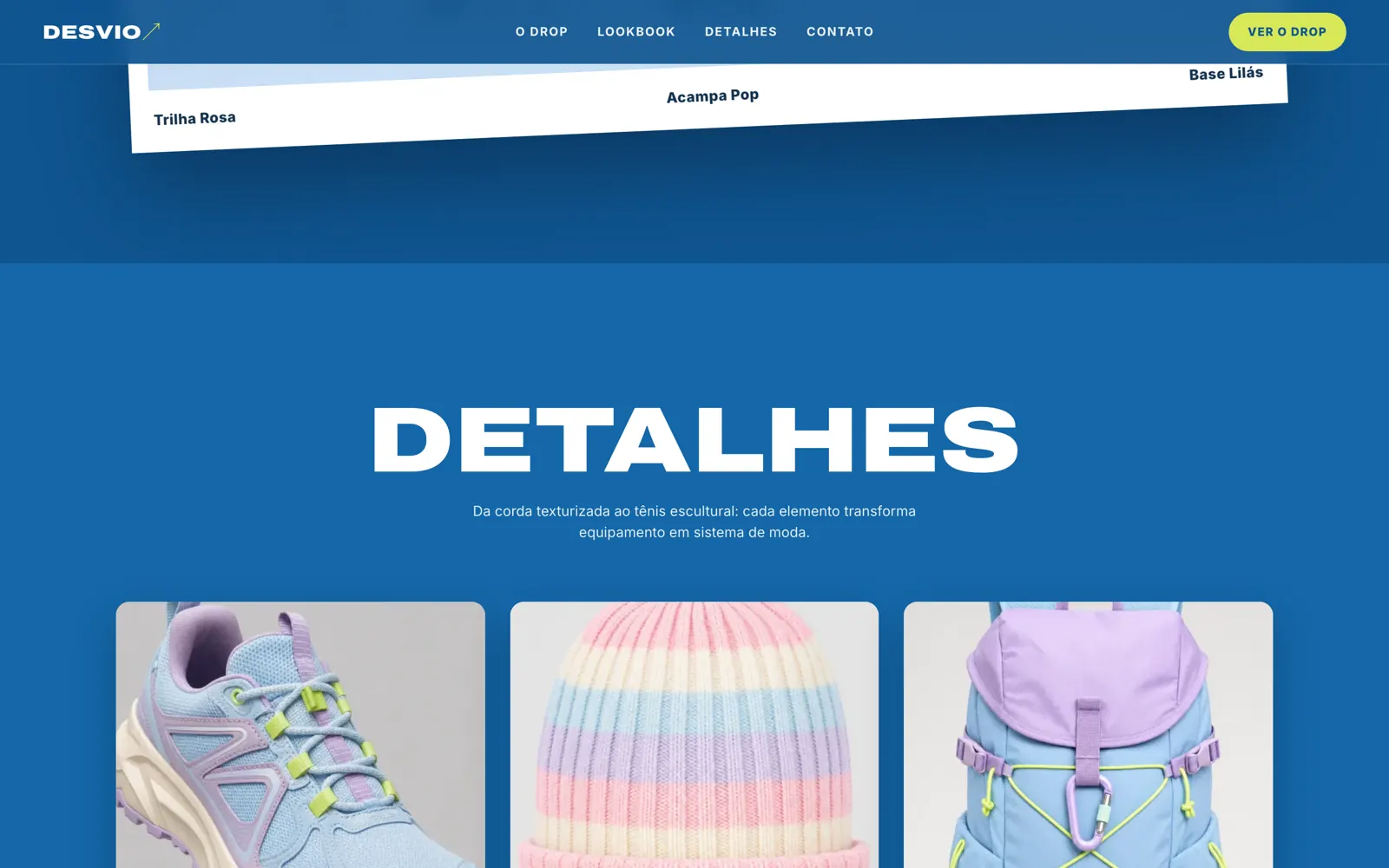 Detalhes dos produtos em recortes pastel